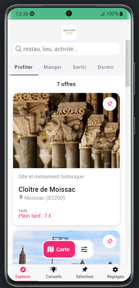 Onglet Explorer de myApitour