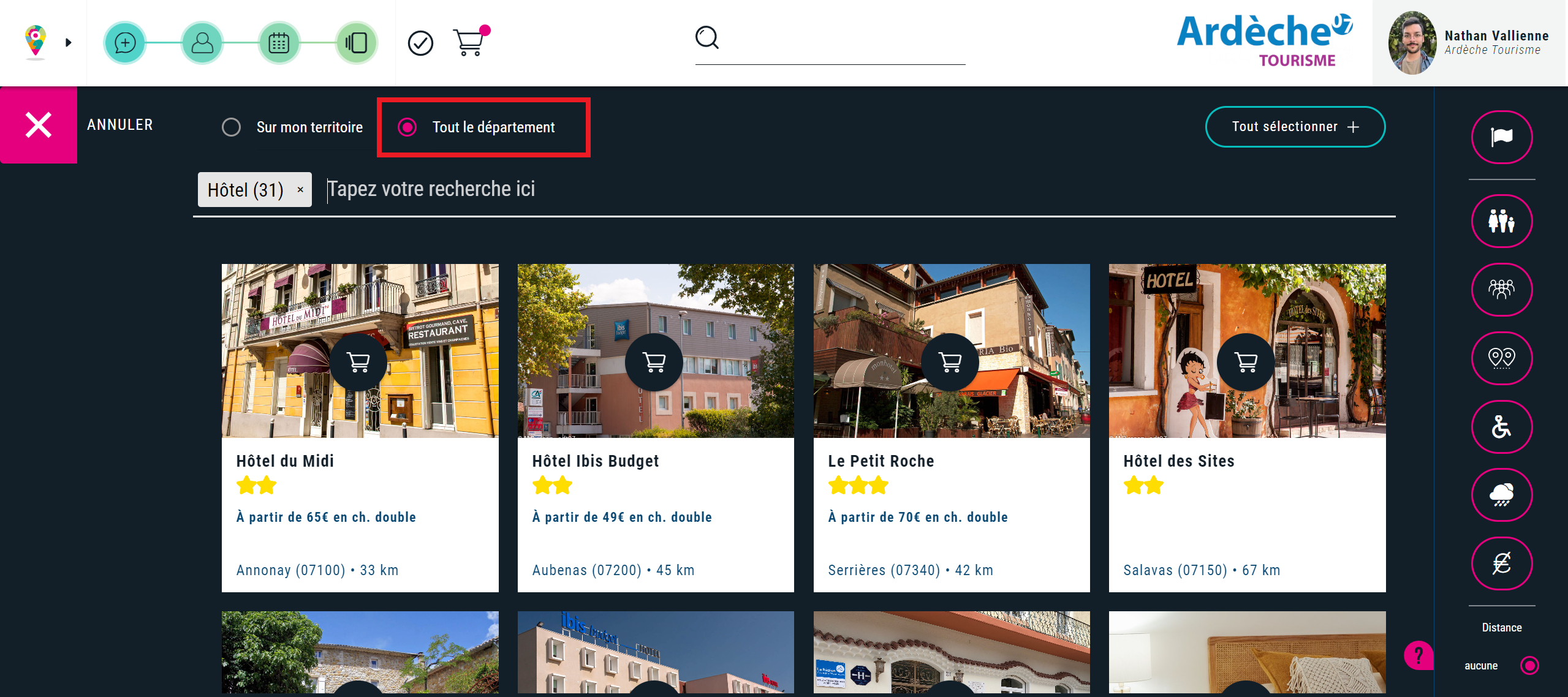 Rechercher toute l'offre du département