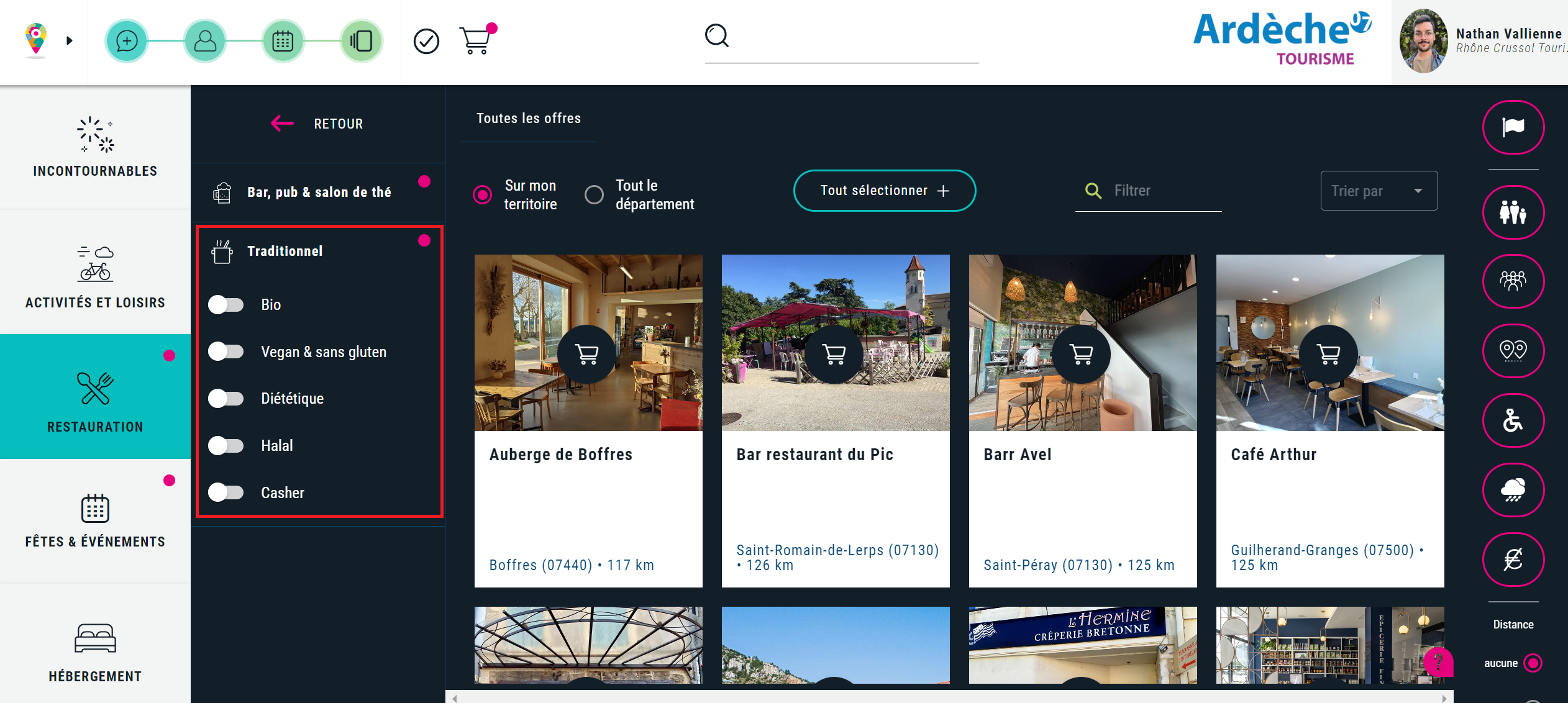 Filtrage des restaurants